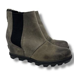 Sorel Green Joan Of Arctic NL3022-052 Leather Ankle Booties Boots Women's Sz 7.5